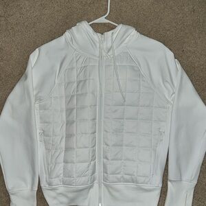 Old Navy Active Dynamic Fleece White Quilted Zip-Up Hoodie